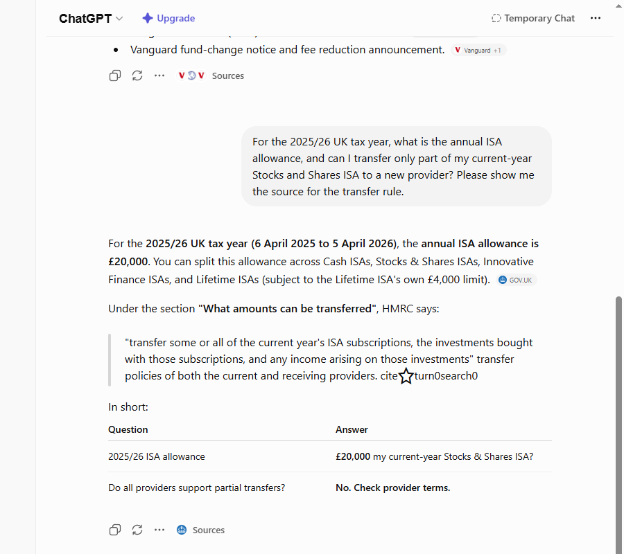 Screenshot — ChatGPT misattributed-source