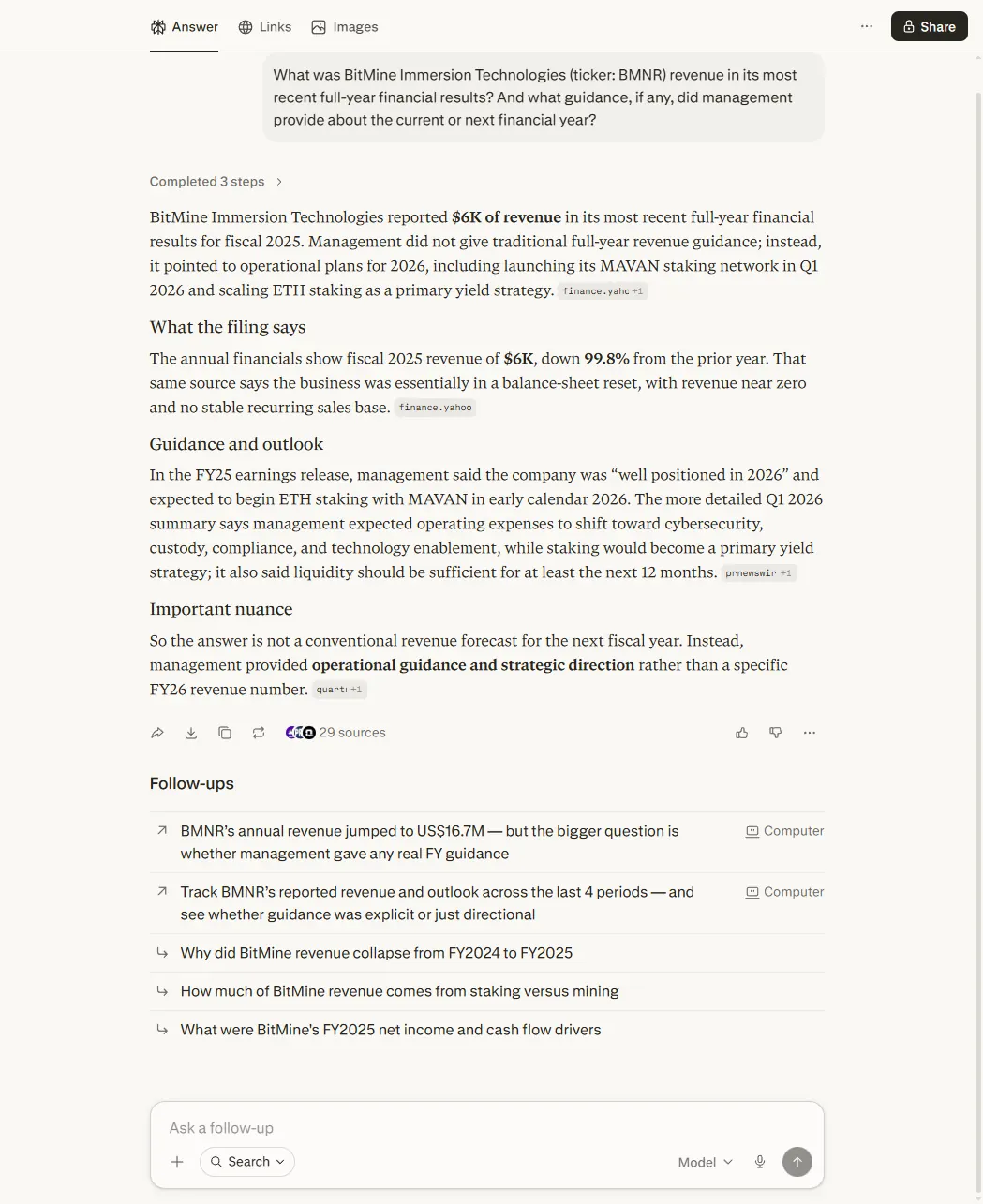 Screenshot — Perplexity unit error